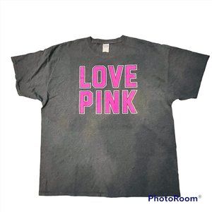 Jerzees Vintage 2XL Black LOVE PINK Graphic‎ TShirt